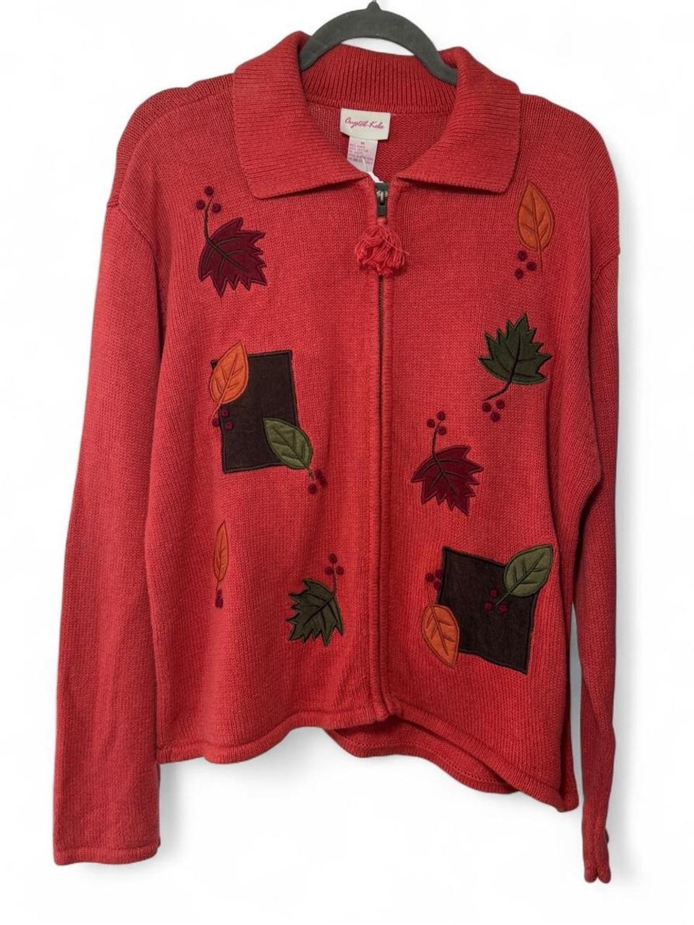 Vintage fall embroidered cardigan sweater size medium